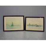 2 small prints HMS Victory & Portsmouth