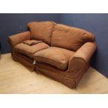Brown loose covered sofa 190w x 93d cm
