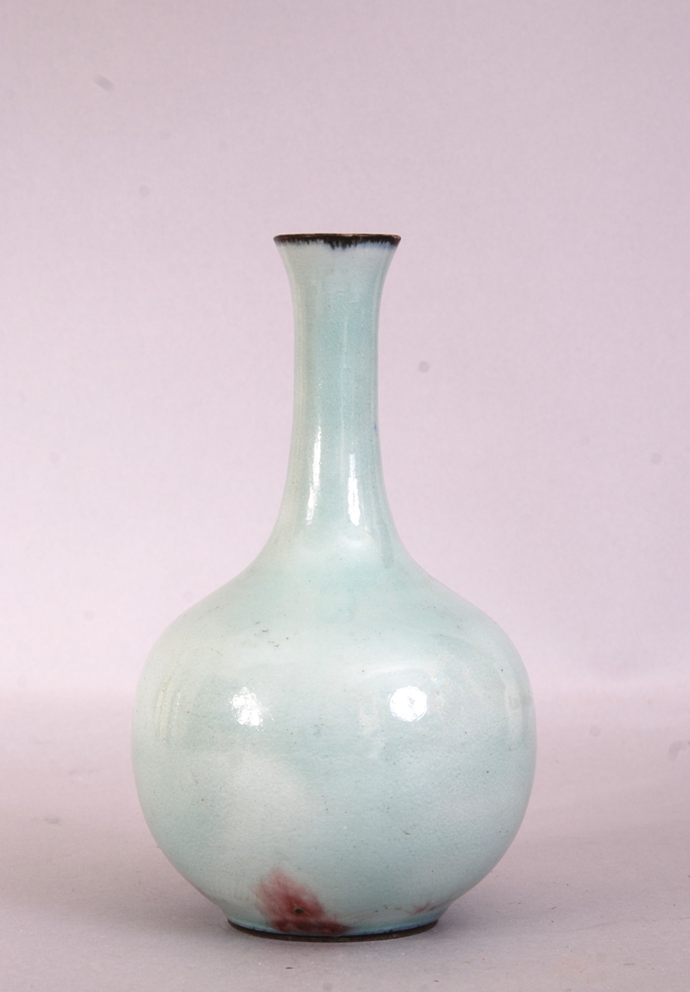 18th Chinese copper-red and underglaze blue-decorated celadon-glazed bottle vase, 20cm high. - Image 2 of 4