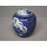 Chinese blue and white lidded ginger jar, 20cmH