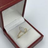 18ct yellow gold lozenge shaped diamond cluster ring of 60 points
