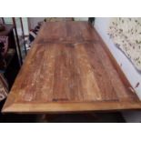 Plank top pine kitchen table, with X frame stretcher, 220Lx101Wx75cmH