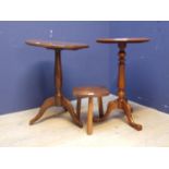 Circular tilt top table, oval games table and 3 legged gout stool