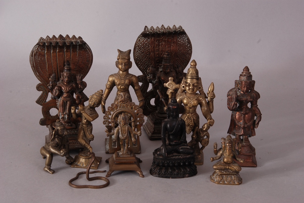 Group of South-east Asian bronze figures, 12cm high max.