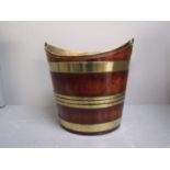 Irish peat bucket, with brass fittings and handle