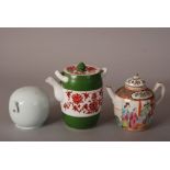C19th Chinese famille rose teapot and cover painted with figures, 14.5cm wide; together with an