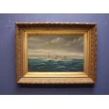 Early C20th oil on canvas "Ovingdean Grange at sea" 40x60 in gilt frame