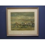 AJ Munnings, large framed & glazed equine print after the race 47.5x62.5cm