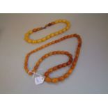 Amber necklace 76cm & another