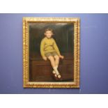 F Percy Wild oil on canvas "John Rew as a boy" sll 86x112 in good quality carved giltwood frame