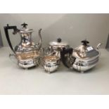 HM silver 4 piece matched tea/coffee service, the teapot Birmingham 1965 Elkington, milk jug & sugar