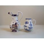 C18th Chinese blue & white sparrow beak cream jug 11cm H bearing hand written label to base "