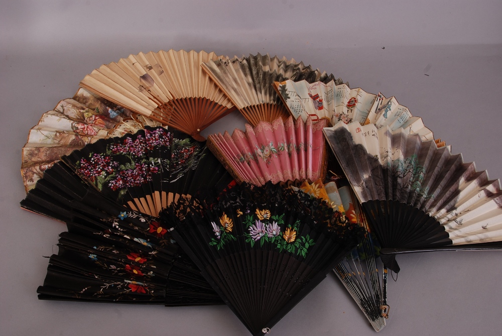 A group of Oriental folding fans.