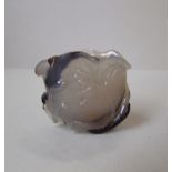C19/20th agate small bowl carved lotus & fish 6.5cm h