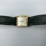 Gold plated Omega ladies watch on green leather strap