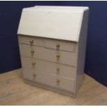 Modern 3 long 2 short drawer bureau painted white 79w x 47d x 107h cm