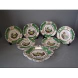 C19th Staffordshire dessert service pattern number 1793 depicting country houses in parkland