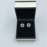 Pair of 18ct white gold tanzanite & diamond earrings of 1.75cts