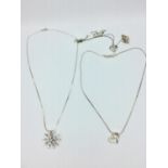 Silver target pendant set with cz on silver snake link chain & 3 necklaces