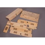 Collection of parts for a Chinese carved ivory rectangular box, 19th century, 23.3cm wide