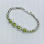 Silver & peridot line bracelet