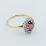 14ct Yellow gold ruby & diamond cluster ring 2.5cts approx