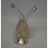 Cut glass & H.M silver mounted oil & vinegar bottle