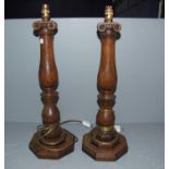 Pair large wooden lamp bases