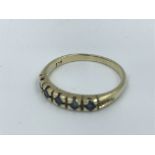 9ct Gold & sapphire quarter eternity ring 2.6g size S