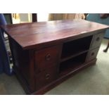 Hardwood TV stand with shelves & drawers 127cmx55x60cmH