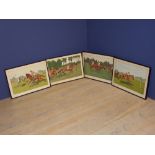 After C Ancelin set of 4 colour prints 'French Racing' 30x49cm framed & glazed