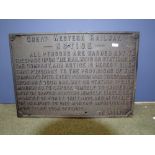 GWR cast iron railway sign (Trespassing) 77x53cm