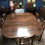 Mahogany twin pedestal 3 sectional dining table with D-ends 137Wx187Lx71H cm