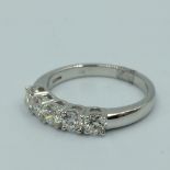 Ring, 18ct white gold 5 stone diamond of 80 points