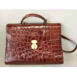 Mulberry brown leather handbag 40 cm wide at base, 29cm long; purchased at Harrods by vendor's