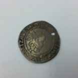 Elizabeth I silver sixpence 1532, drill hole & wear to edge