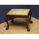 Low footstool with oak legs & a mahogany piano stool