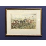 EB Herberte watercolour 'Over The Hedge & Ditch' signed lower right dated 1877 23x37cm