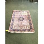 Rug with pink & blue borders, blue central medallion with flowers 150x100cm