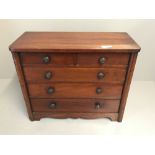 Mahogany apprentice chest of 4 long drawers 40Lx19Dx36H cm