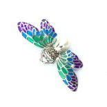 Silver plique a jour pendant/brooch in the form of a butterfly