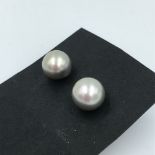 Pair stud earrings South Sea pearl on yellow gold