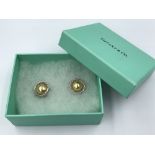 Pair Tiffany & Co 18 ct yellow gold & silver earrings, boxed