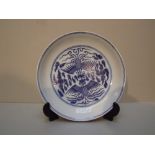 Chinese blue & white plate 22cm diam