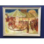 Alison Brockett C20th oil on board 'The Merry Go Round' Signed lower right dated 1965 74x100cm