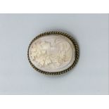 Cameo brooch c1840-1850 carved seashell with yellow metal mounts