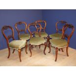 6 balloon back French walnut salon chairs