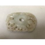 Chinese jade carving of a disc & oblong pendant 6cm