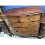 Bow fronted mahogany chest of 3 long & 2 short drawers 104Wx55Dx103H cm