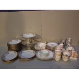 Qty of china to include Aynsley tea service & de Havilland, Limoges etc & white basket weave dish,